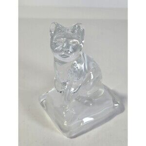 Vintage Cristal d’Arques France Lead Crystal Cat Figurine 5.25" Paperweight *EUC